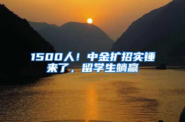 1500人！中金扩招实锤来了，留学生躺赢