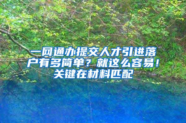 一网通办提交人才引进落户有多简单？就这么容易！关键在材料匹配