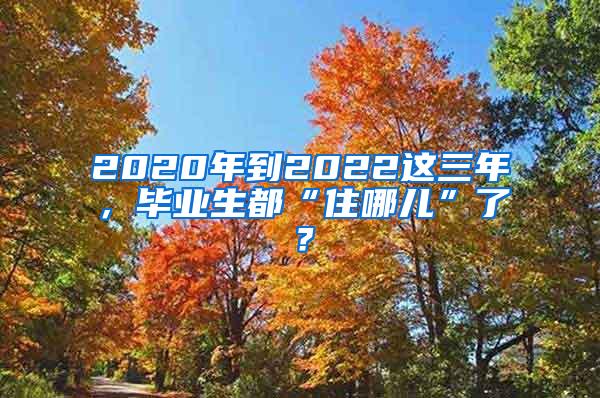 2020年到2022这三年，毕业生都“住哪儿”了？