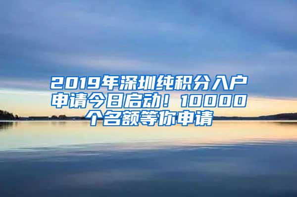 2019年深圳纯积分入户申请今日启动！10000个名额等你申请