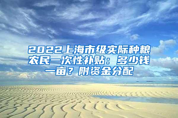 2022上海市级实际种粮农民一次性补贴：多少钱一亩？附资金分配