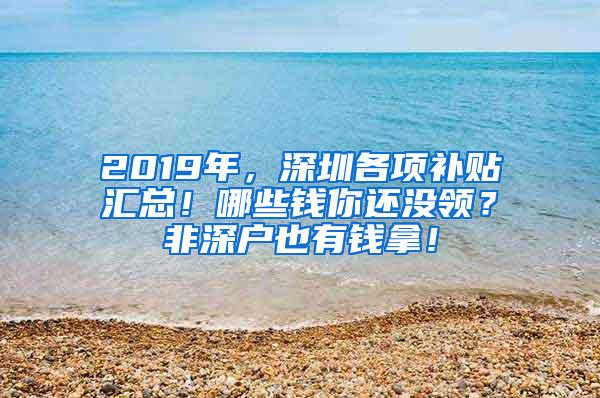 2019年，深圳各项补贴汇总！哪些钱你还没领？非深户也有钱拿！