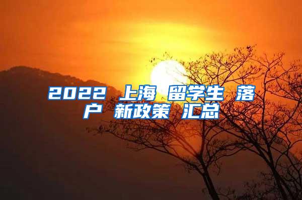 2022 上海 留学生 落户 新政策 汇总