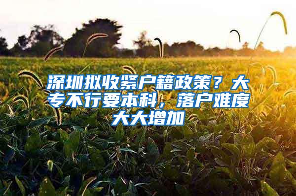 深圳拟收紧户籍政策？大专不行要本科，落户难度大大增加