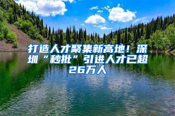 打造人才聚集新高地！深圳“秒批”引进人才已超26万人