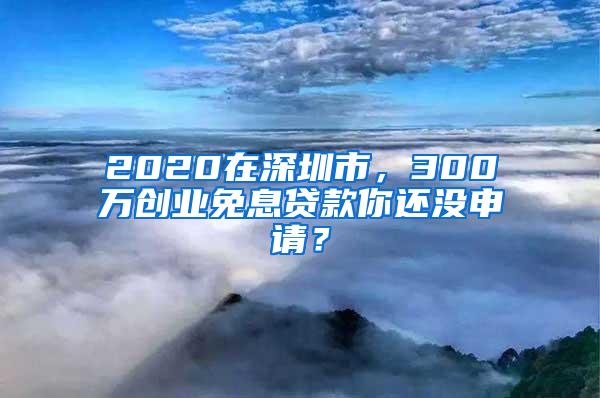 2020在深圳市，300万创业免息贷款你还没申请？