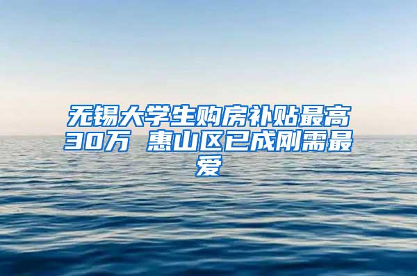 无锡大学生购房补贴最高30万 惠山区已成刚需最爱