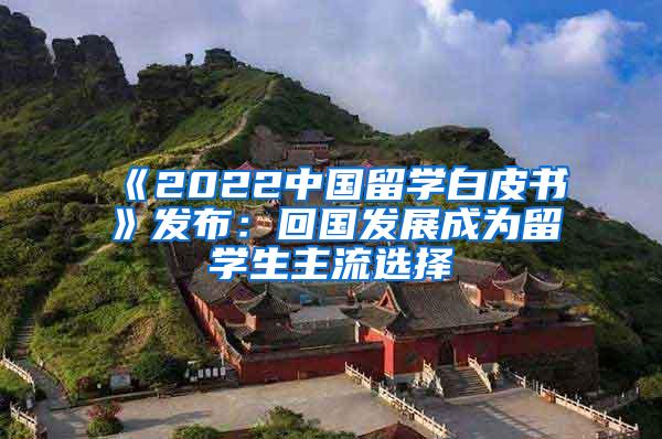 《2022中国留学白皮书》发布：回国发展成为留学生主流选择