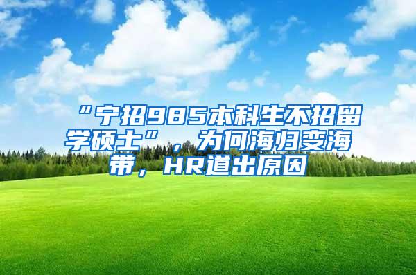 “宁招985本科生不招留学硕士”，为何海归变海带，HR道出原因