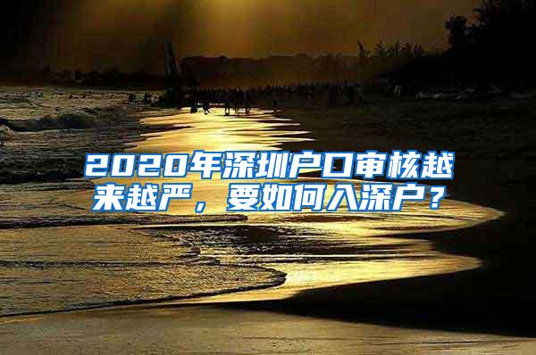 2020年深圳户口审核越来越严，要如何入深户？