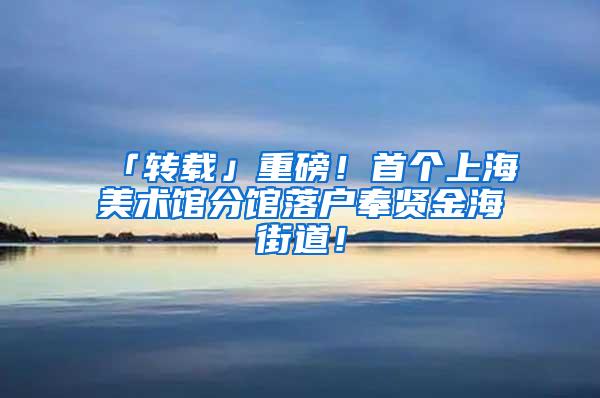 「转载」重磅！首个上海美术馆分馆落户奉贤金海街道！