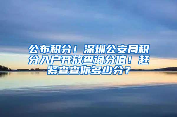 公布积分！深圳公安局积分入户开放查询分值！赶紧查查你多少分？