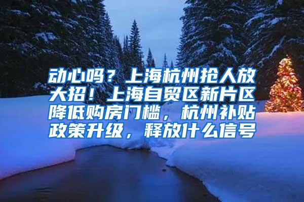 动心吗？上海杭州抢人放大招！上海自贸区新片区降低购房门槛，杭州补贴政策升级，释放什么信号