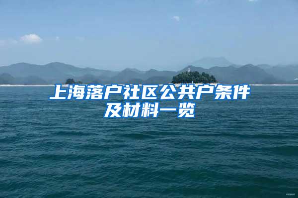 上海落户社区公共户条件及材料一览