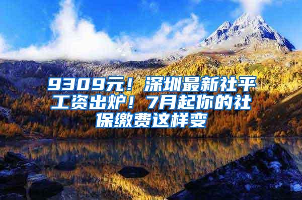 9309元！深圳最新社平工资出炉！7月起你的社保缴费这样变