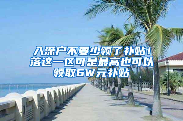 入深户不要少领了补贴！落这一区可是最高也可以领取6W元补贴