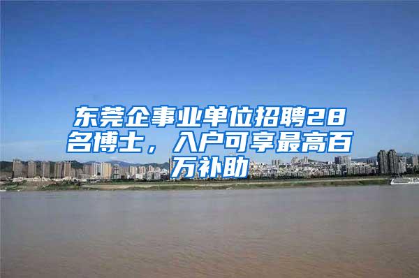 东莞企事业单位招聘28名博士，入户可享最高百万补助