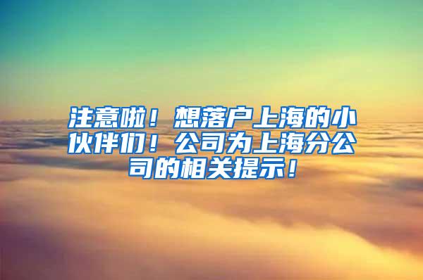 注意啦！想落户上海的小伙伴们！公司为上海分公司的相关提示！