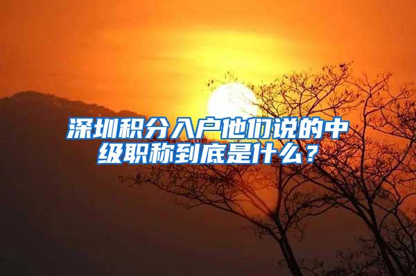 深圳积分入户他们说的中级职称到底是什么？