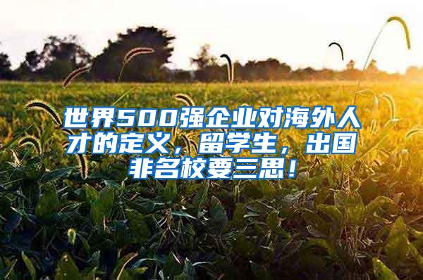 世界500强企业对海外人才的定义，留学生，出国非名校要三思！