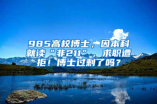 985高校博士，因本科就读“非211”，求职遭拒！博士过剩了吗？