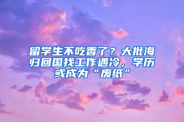 留学生不吃香了？大批海归回国找工作遇冷，学历或成为“废纸”