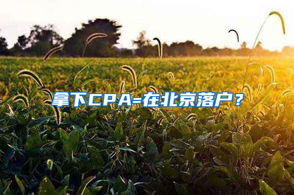 拿下CPA=在北京落户？