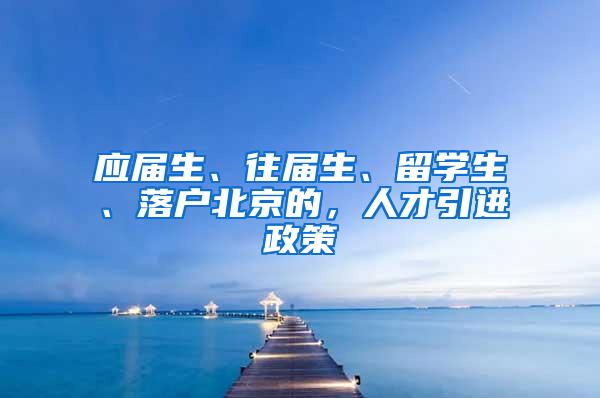 应届生、往届生、留学生、落户北京的，人才引进政策