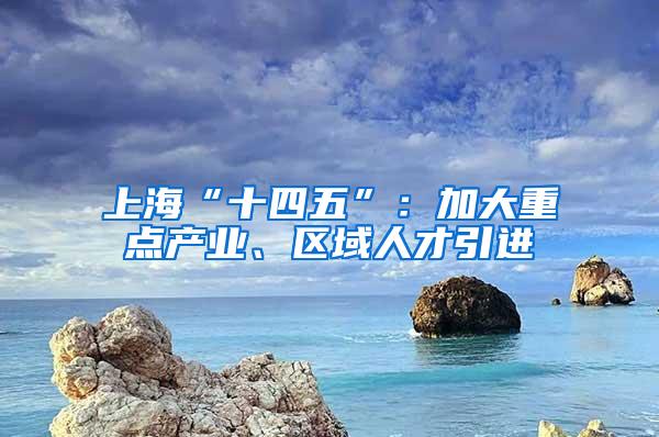 上海“十四五”：加大重点产业、区域人才引进