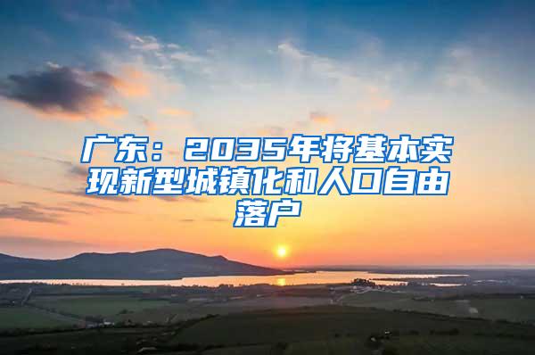 广东：2035年将基本实现新型城镇化和人口自由落户