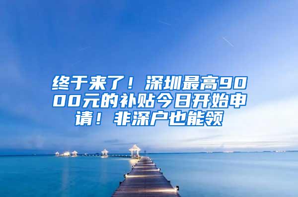 终于来了！深圳最高9000元的补贴今日开始申请！非深户也能领