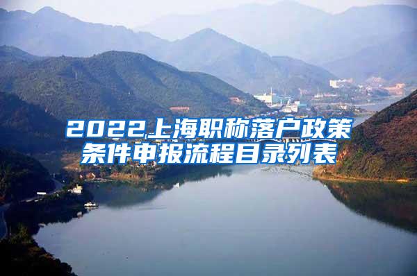 2022上海职称落户政策条件申报流程目录列表