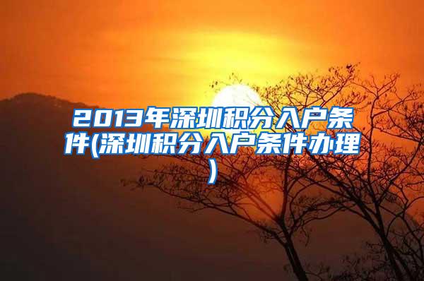 2013年深圳积分入户条件(深圳积分入户条件办理)