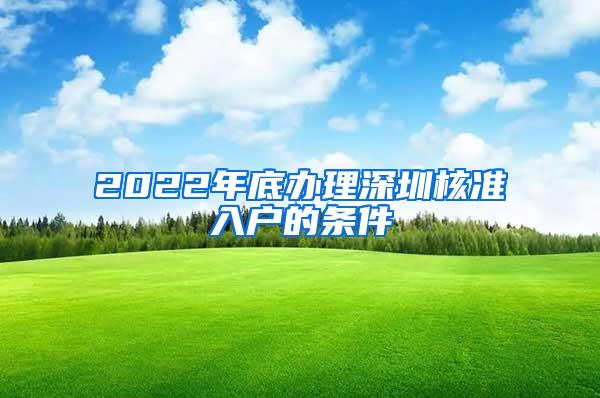 2022年底办理深圳核准入户的条件