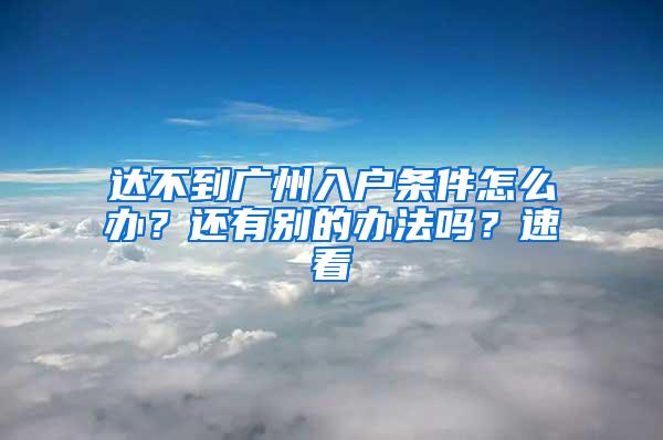 达不到广州入户条件怎么办？还有别的办法吗？速看