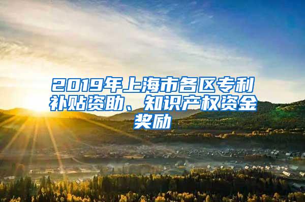 2019年上海市各区专利补贴资助、知识产权资金奖励