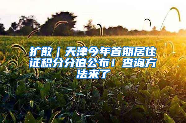 扩散｜天津今年首期居住证积分分值公布！查询方法来了