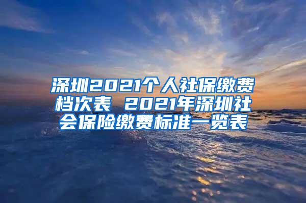 深圳2021个人社保缴费档次表 2021年深圳社会保险缴费标准一览表