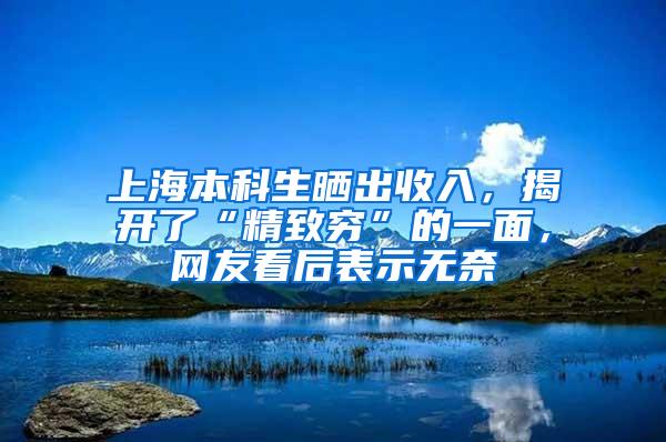 上海本科生晒出收入，揭开了“精致穷”的一面，网友看后表示无奈