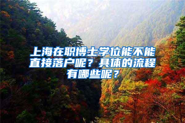 上海在职博士学位能不能直接落户呢？具体的流程有哪些呢？