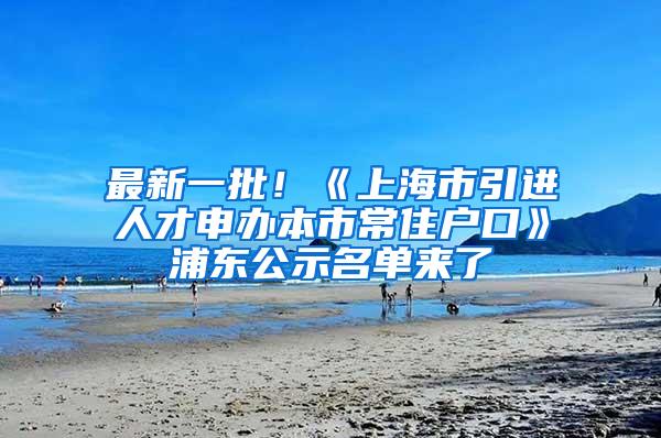 最新一批！《上海市引进人才申办本市常住户口》浦东公示名单来了