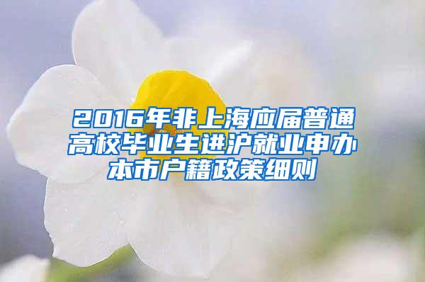 2016年非上海应届普通高校毕业生进沪就业申办本市户籍政策细则