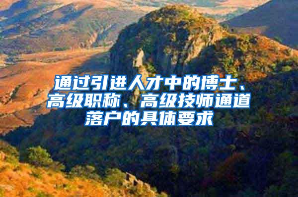 通过引进人才中的博士、高级职称、高级技师通道落户的具体要求