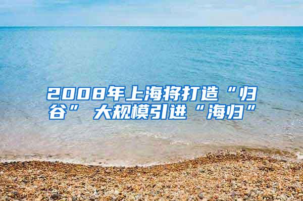 2008年上海将打造“归谷”　大规模引进“海归”