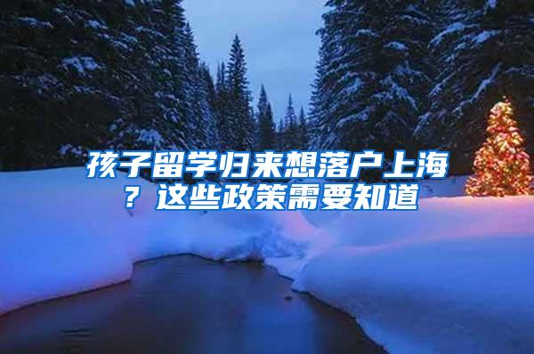 孩子留学归来想落户上海？这些政策需要知道