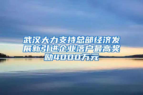 武汉大力支持总部经济发展新引进企业落户最高奖励4000万元