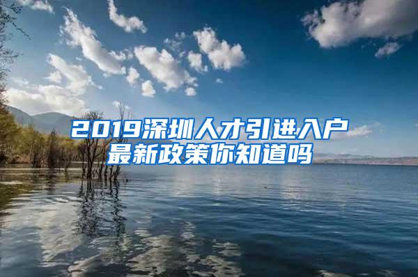 2019深圳人才引进入户最新政策你知道吗