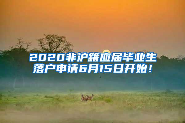 2020非沪籍应届毕业生落户申请6月15日开始！