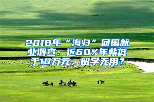 2018年“海归”回国就业调查：近60%年薪低于10万元，留学无用？