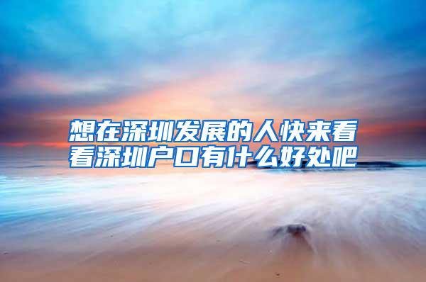 想在深圳发展的人快来看看深圳户口有什么好处吧